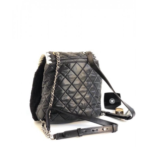 Chanel Shearling/Nylone/Calfskin Ccoco Neige Backpack A57580 Black 2018 Collection