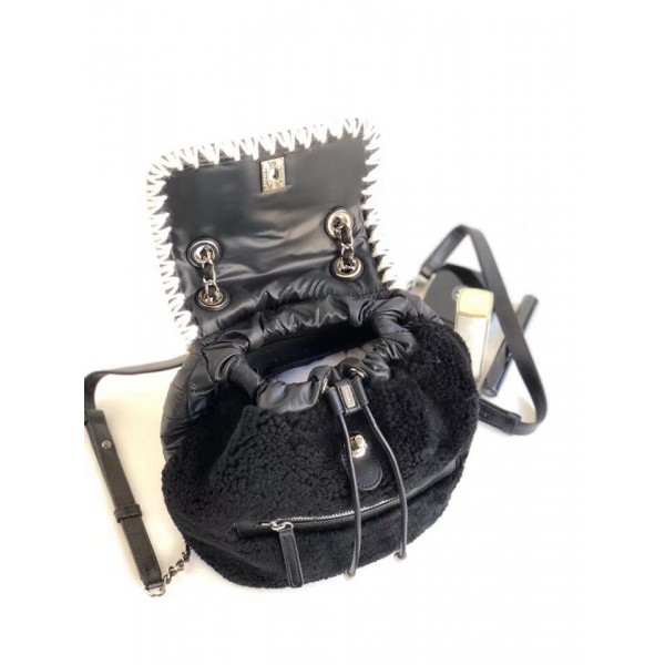 Chanel Shearling/Nylone/Calfskin Ccoco Neige Backpack A57580 Black 2018 Collection