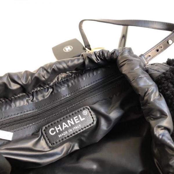 Chanel Shearling/Nylone/Calfskin Ccoco Neige Backpack A57580 Black 2018 Collection