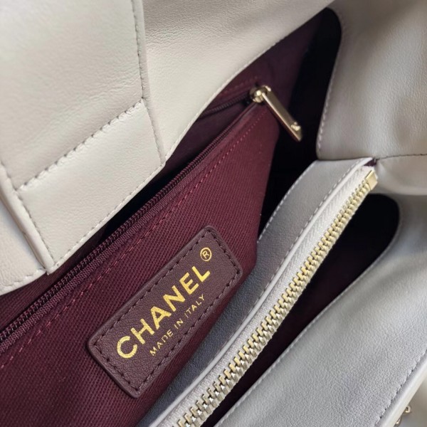 Chanel Coco Chevron Calfskin Large Shopping Bag A57553 White 2018 Collection