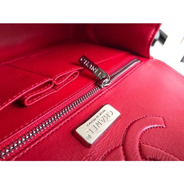 Chanel Alligator Textured Pattern Classic Flap Bag A01112 Red 2018