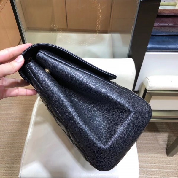 Chanel Grained Calfskin Flap Shoulder Bag A92233 Navy Blue 2018