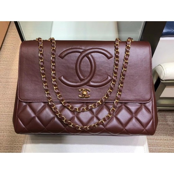 Chanel Grained Calfskin Flap Shoulder Bag A92233 Burgundy 2018