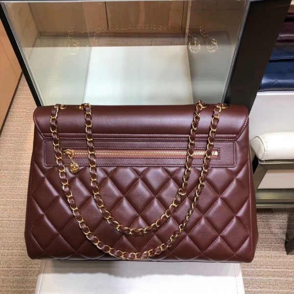 Chanel Grained Calfskin Flap Shoulder Bag A92233 Burgundy 2018