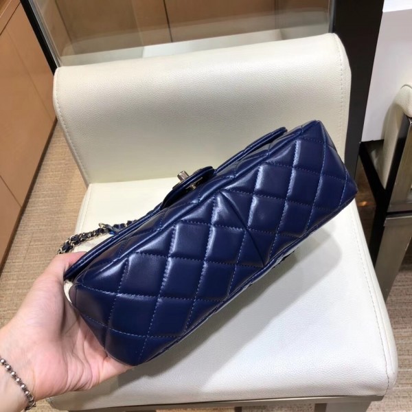 Chanel Lambskin/Python Flap Bag A57947 Blue 2018