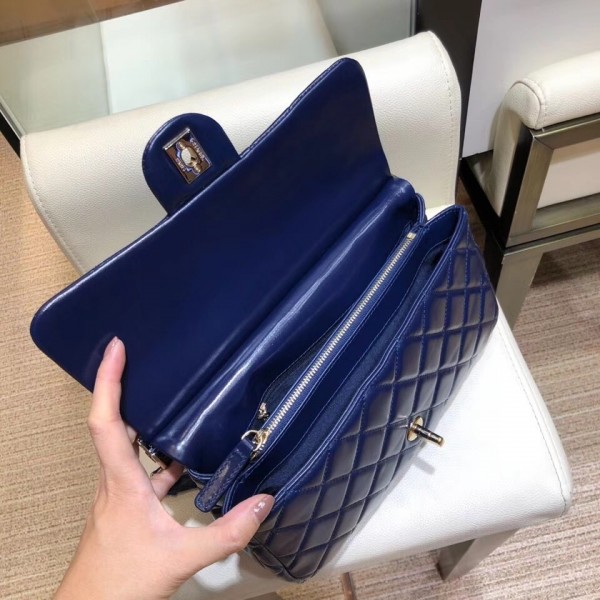 Chanel Lambskin/Python Flap Bag A57947 Blue 2018