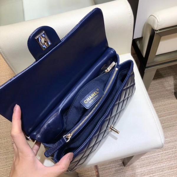 Chanel Lambskin/Python Flap Bag A57947 Blue 2018