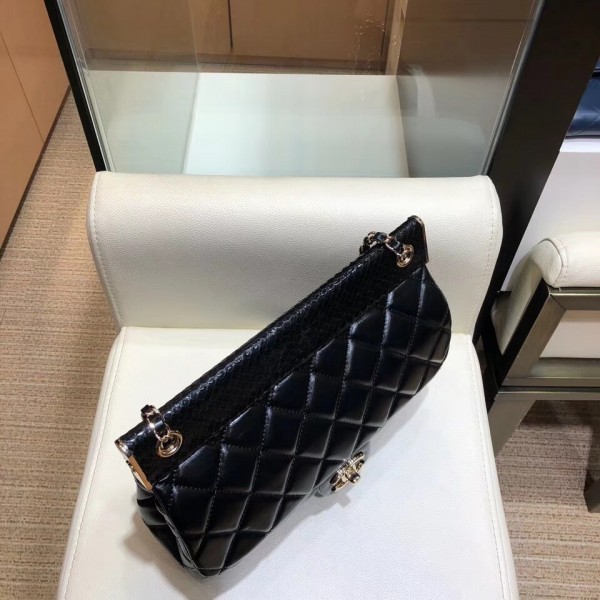 Chanel Lambskin/Python Flap Bag A57947 Black 2018