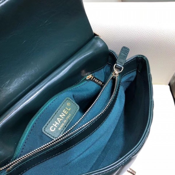 Chanel Lambskin/Python Flap Bag A57947 Green 2018