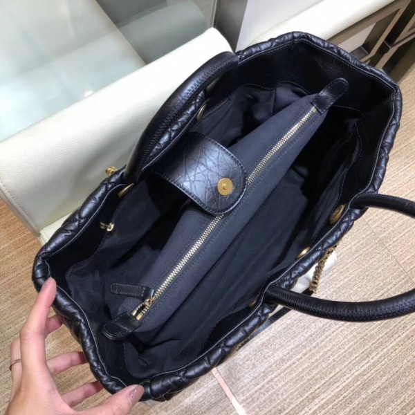 Chanel Quilting Aged Calfskin Large Shopping Bag A93525 Black 2018