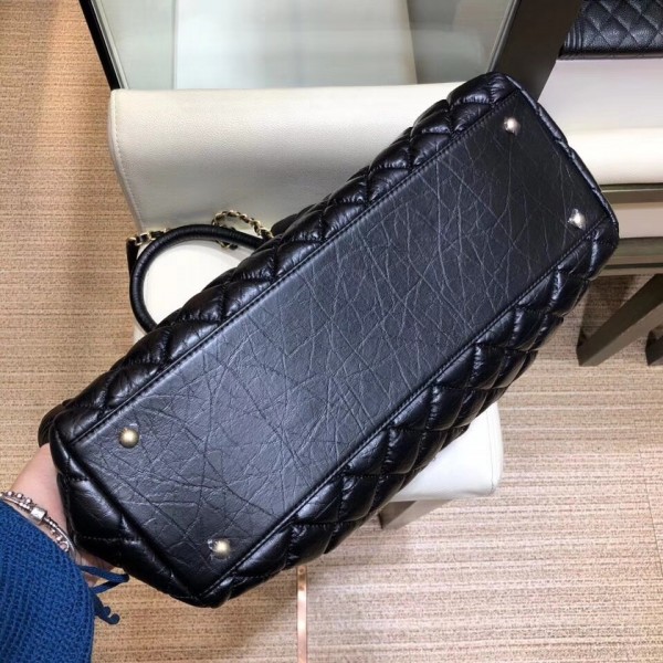 Chanel Quilting Aged Calfskin Large Shopping Bag A93525 Black 2018