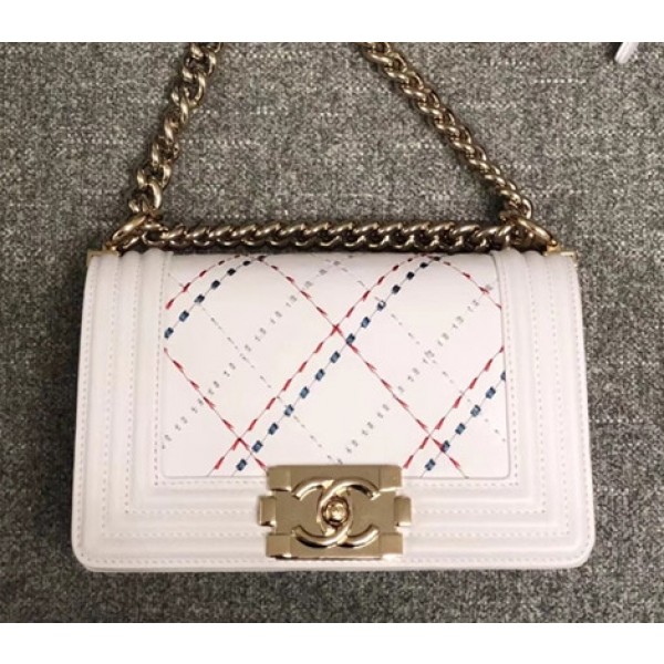 Chanel Embroidered Boy Chanel Small Flap Bag White 2019