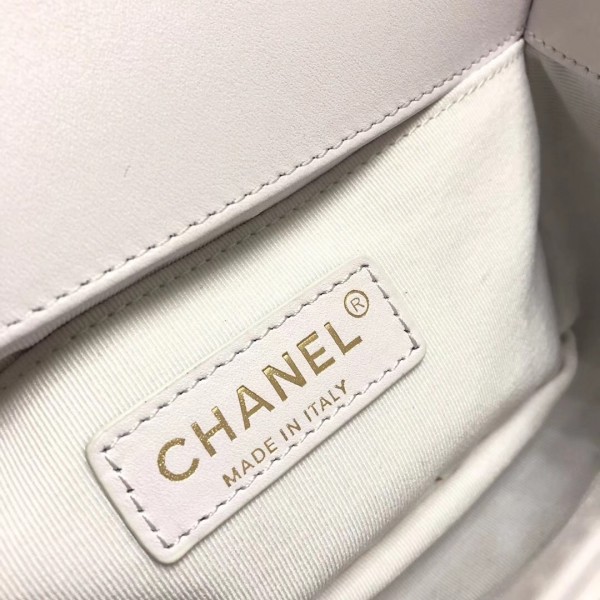 Chanel Embroidered Boy Chanel Small Flap Bag White 2019