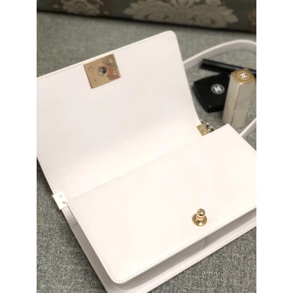 Chanel Embroidered Boy Chanel Medium Flap Bag White 2019