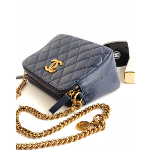 Chanel Calfskin Quilting Shoulder Camera Case Bag Blue