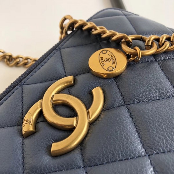 Chanel Calfskin Quilting Shoulder Camera Case Bag Blue