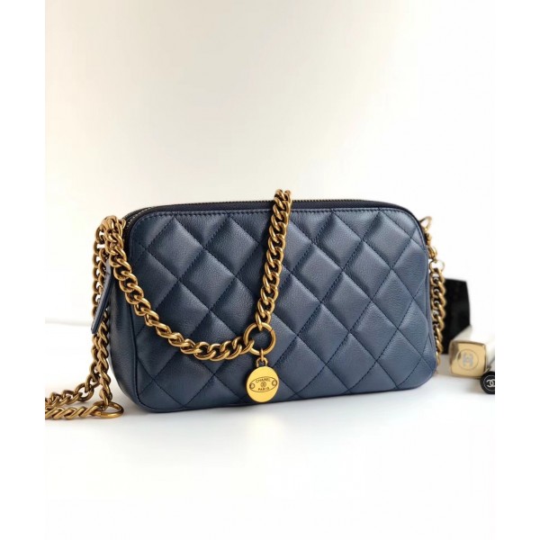 Chanel Calfskin Quilting Shoulder Camera Case Bag Blue