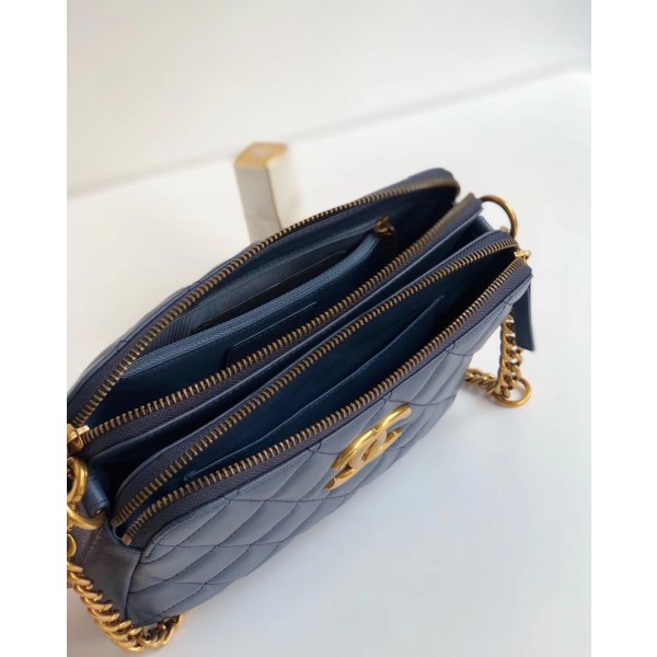 Chanel Calfskin Quilting Shoulder Camera Case Bag Blue