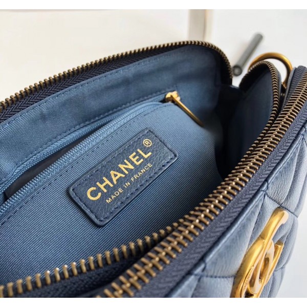 Chanel Calfskin Quilting Shoulder Camera Case Bag Blue