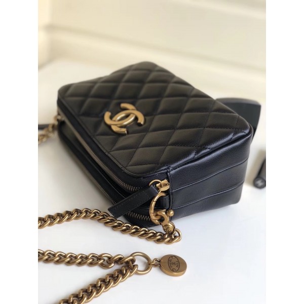 Chanel Calfskin Quilting Shoulder Camera Case Bag Black