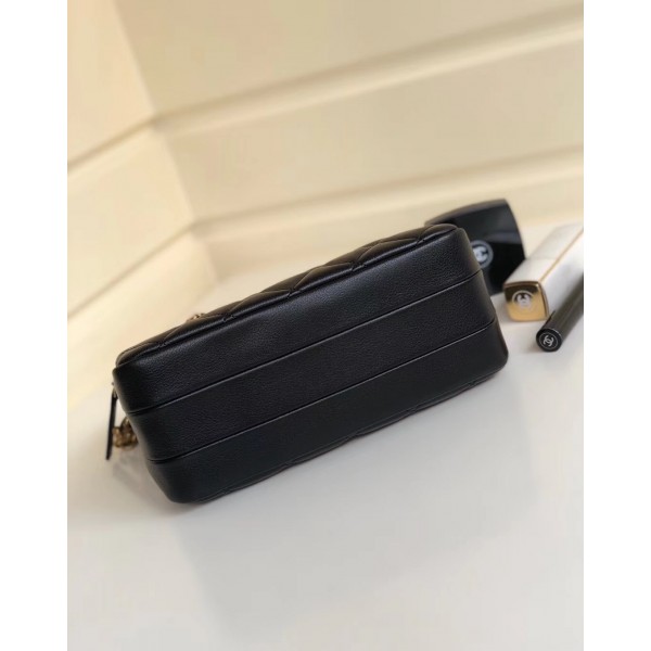Chanel Calfskin Quilting Shoulder Camera Case Bag Black