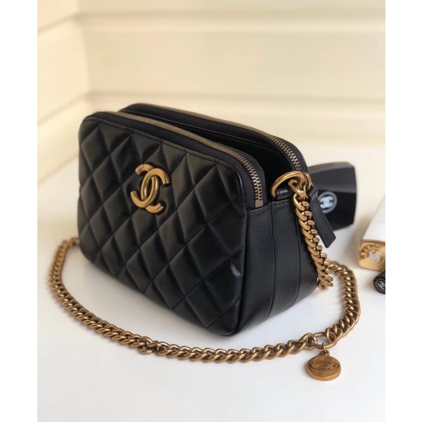 Chanel Calfskin Quilting Shoulder Camera Case Bag Black