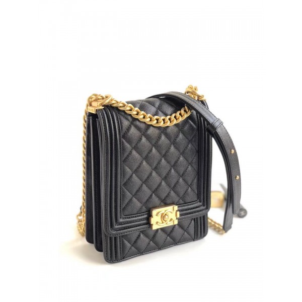 Chanel Boy North/South Flap Shoulder Bag AS0130 Black 2019