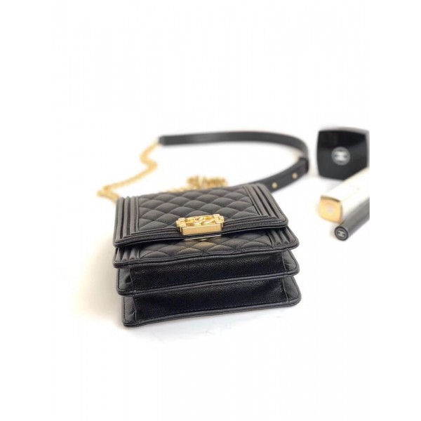 Chanel Boy North/South Flap Shoulder Bag AS0130 Black 2019