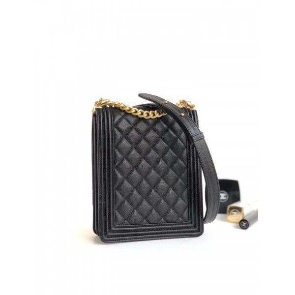 Chanel Boy North/South Flap Shoulder Bag AS0130 Black 2019