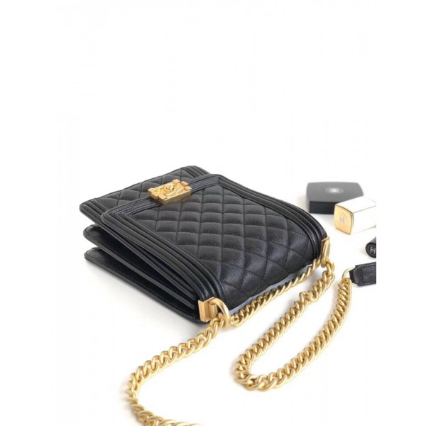 Chanel Boy North/South Flap Shoulder Bag AS0130 Black 2019