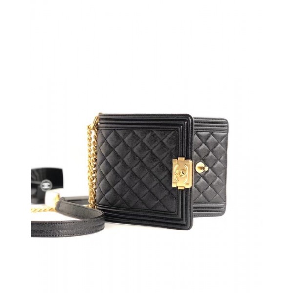Chanel Boy North/South Flap Shoulder Bag AS0130 Black 2019
