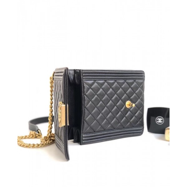 Chanel Boy North/South Flap Shoulder Bag AS0130 Black 2019