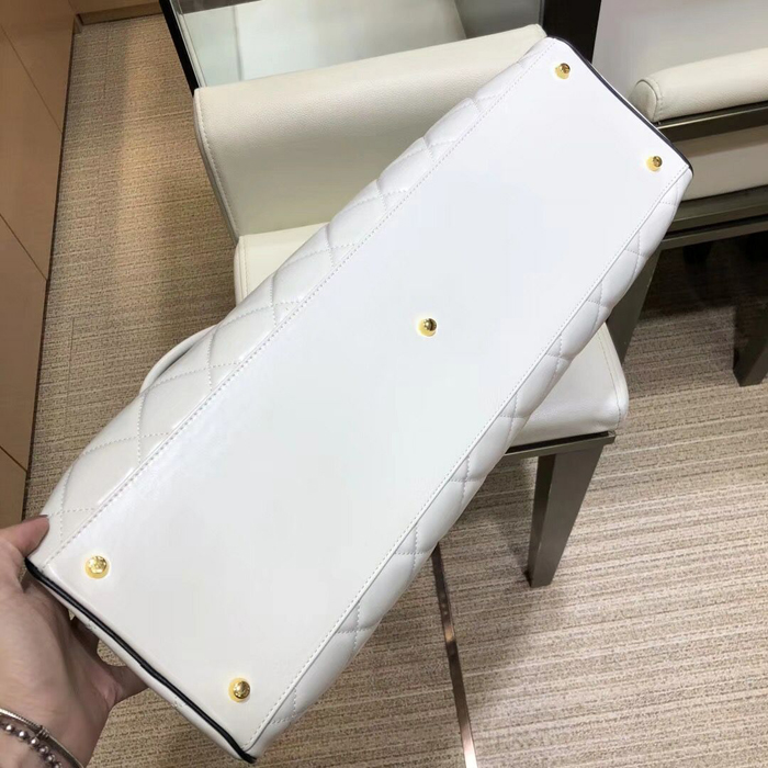 Chanel Calfskin Bowling Travel Tote Bag White 2018