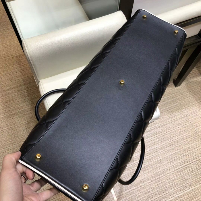 Chanel Calfskin Bowling Travel Tote Bag Black 2018