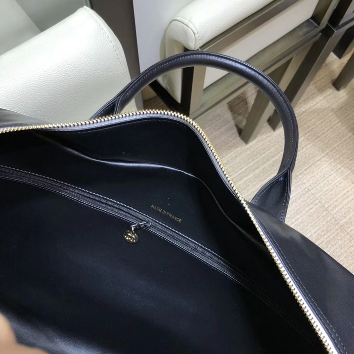 Chanel Calfskin Bowling Travel Tote Bag Black 2018