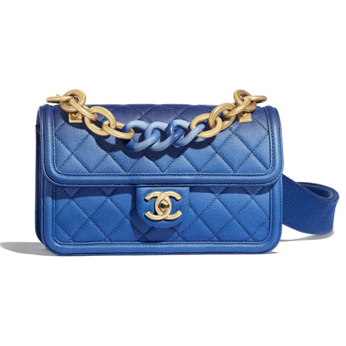 Chanel Caviar Sunset On The Sea Classic Flap Bag AS0061 Blue 2019