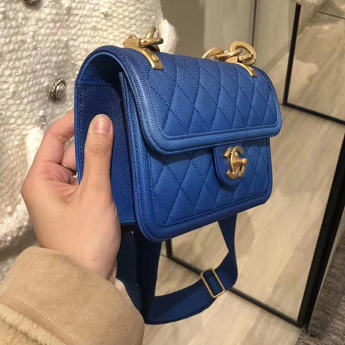 Chanel Caviar Sunset On The Sea Classic Flap Bag AS0061 Blue 2019