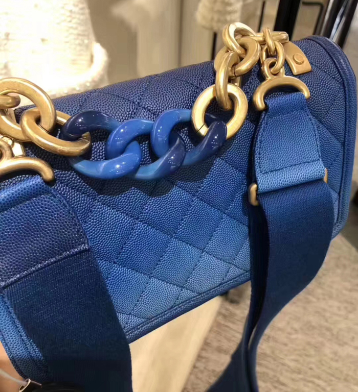 Chanel Caviar Sunset On The Sea Classic Flap Bag AS0061 Blue 2019