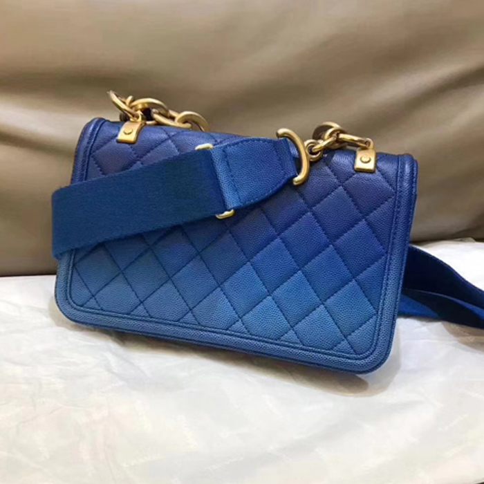 Chanel Caviar Sunset On The Sea Classic Flap Bag AS0061 Blue 2019