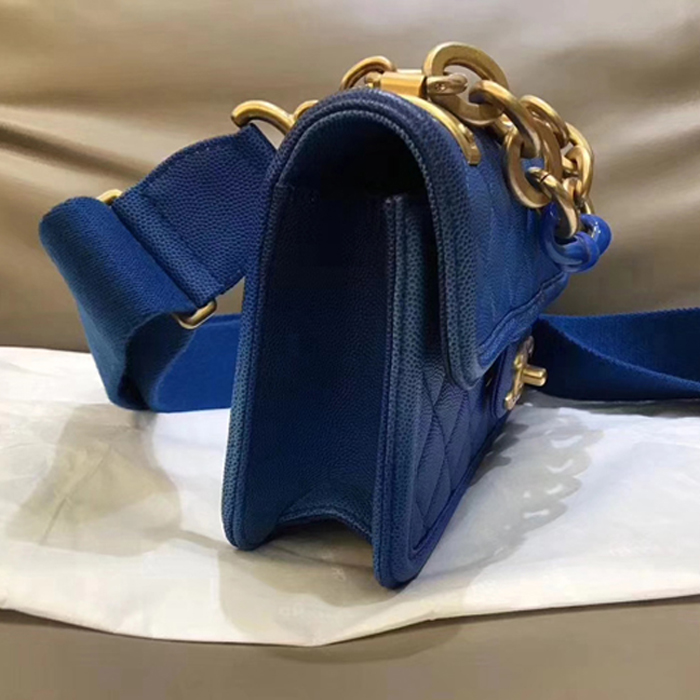Chanel Caviar Sunset On The Sea Classic Flap Bag AS0061 Blue 2019