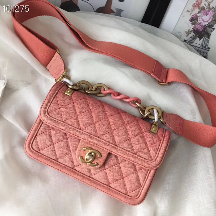 Chanel Caviar Sunset On The Sea Classic Flap Bag AS0061 Pink 2019
