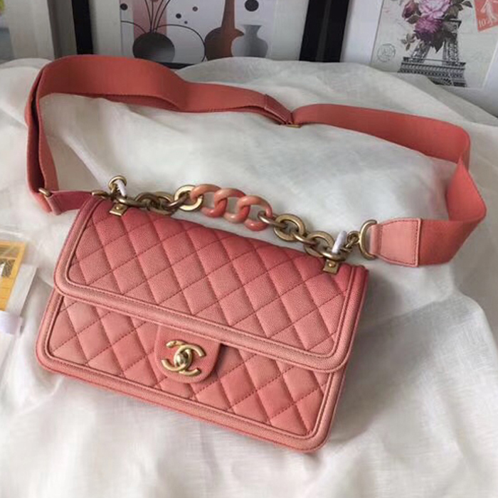 Chanel Caviar Sunset On The Sea Classic Flap Bag AS0062 Pink 2019