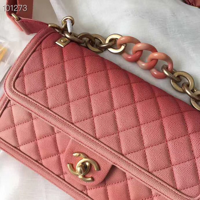 Chanel Caviar Sunset On The Sea Classic Flap Bag AS0062 Pink 2019