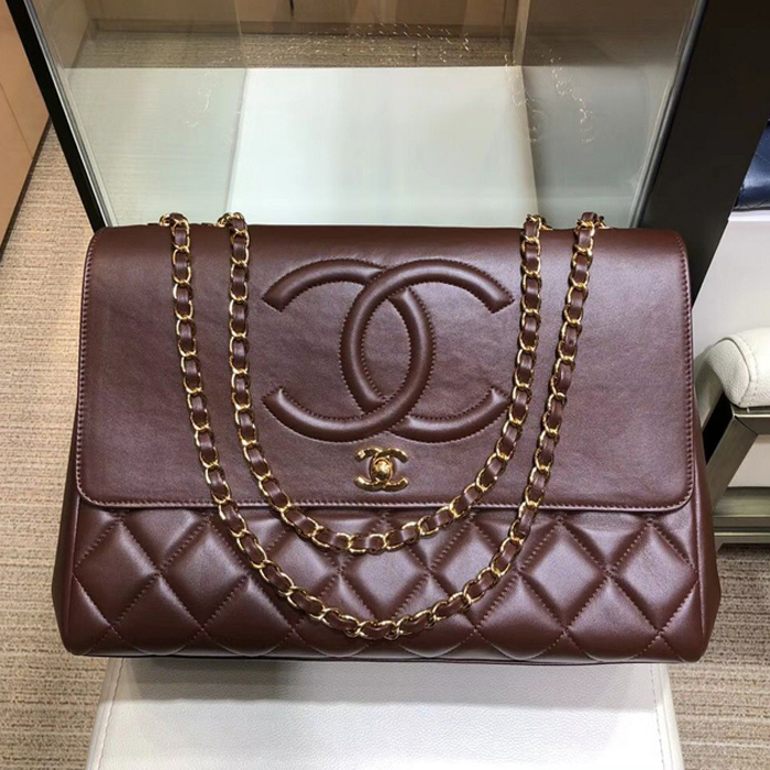 Chanel Grained Calfskin Flap Shoulder Bag A92233 Burgundy 2018