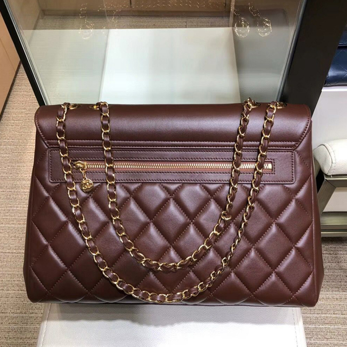 Chanel Grained Calfskin Flap Shoulder Bag A92233 Burgundy 2018