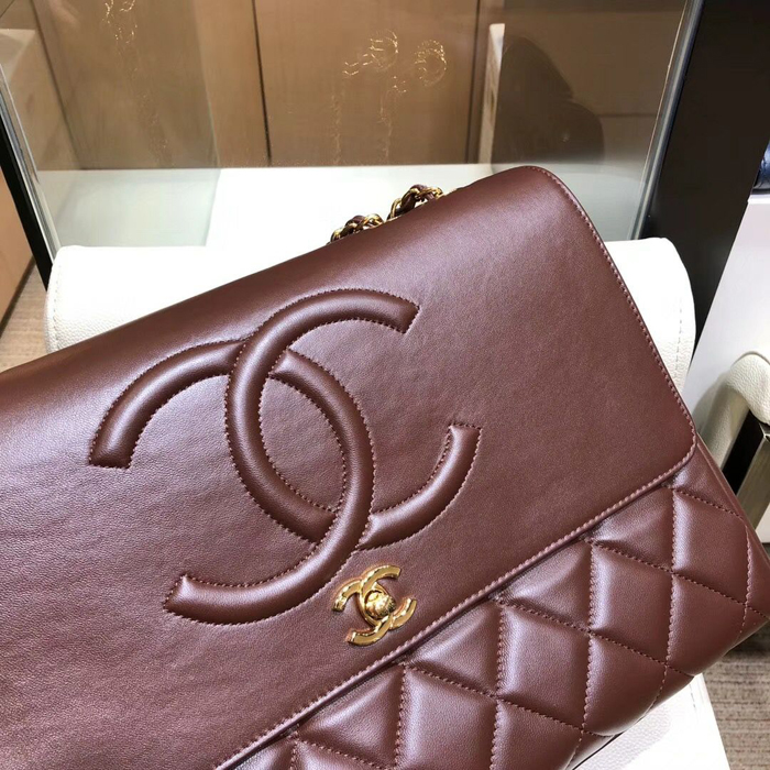 Chanel Grained Calfskin Flap Shoulder Bag A92233 Burgundy 2018