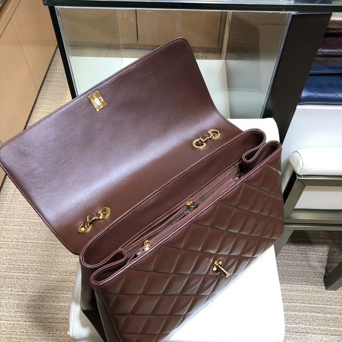 Chanel Grained Calfskin Flap Shoulder Bag A92233 Burgundy 2018