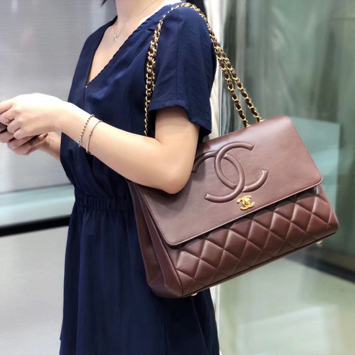 Chanel Grained Calfskin Flap Shoulder Bag A92233 Burgundy 2018