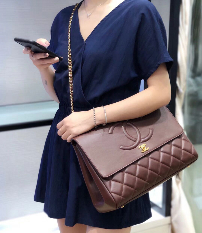 Chanel Grained Calfskin Flap Shoulder Bag A92233 Burgundy 2018