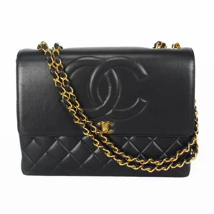 Chanel Grained Calfskin Flap Shoulder Bag A92233 Black 2018